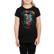 Girls Harry Potter T-Shirt Hogwarts Shimmery Halloween Costume Tee School Crest